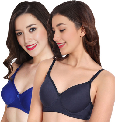 Liigne Women Everyday Padded Bra (Pack Of 2) for T-Shirt Saree Dress Sports Garment Women Full Coverage Lightly Padded Bra(Blue)