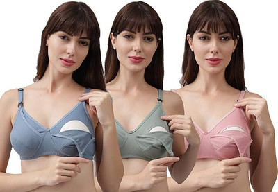 RUMAISHBRA Pack of 3 Women Maternity/Nursing Non Padded Bra (Multicolor) Women Maternity/Nursing Non Padded Bra(Multicolor)