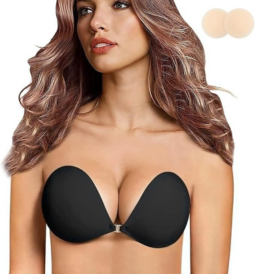 PZ ENTERPRISE Sticky Strapless Bra Adhesive Push Up Bras Invisible Reusable Women Stick-on Lightly Padded Bra(Black)