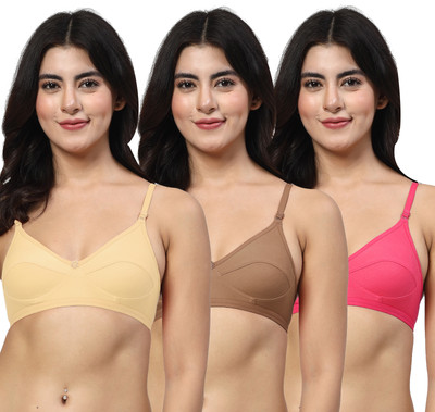 LILY anpas Women Everyday Non Padded Bra(Beige, Brown, Pink)