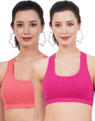FigureFit FFSB10SportsMino Women Sports Non Padded Bra(Pink, Red)