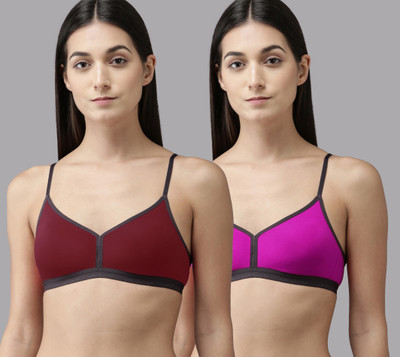 Cup's-In Veni Bra Women Everyday Non Padded Bra(Maroon, Pink)