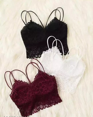 VS Beauti VS Beauti Women's Bralette Lightly Padded Fancy Bra Pack of 3 Women Everyday Lightly Padded Bra(Multicolor)