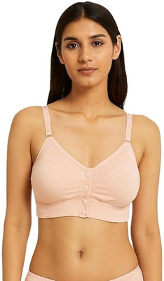Goness Oripower Women's Cotton Padded Front Open Baby Feeding Moms Maternity Nursing Bra Women Everyday Lightly Padded Bra(Pink)