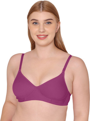 KOMLI Komli Medium Padded Cotton Rich Full Coverage Bra Women T-Shirt Lightly Padded Bra(Purple)