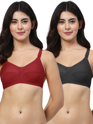 LILY 306 Women Minimizer Non Padded Bra(Maroon, Black)