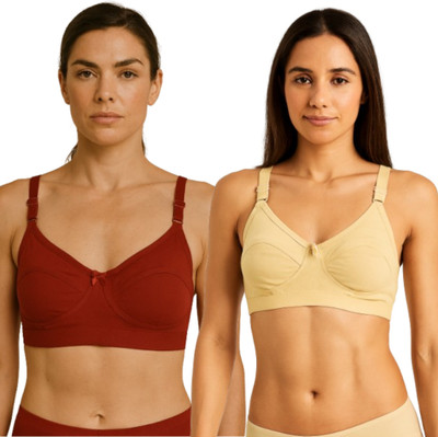 HERBLOURE LOTUS 2C Women Full Coverage Non Padded Bra(Maroon, Beige)