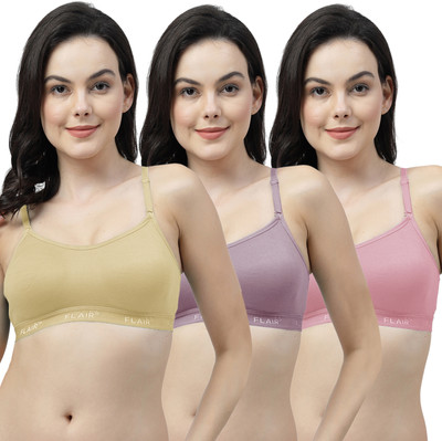 Shyam Sons FLAIR Brezza Double Layered Women Sports Non Padded Bra(Beige, Pink, Pink)