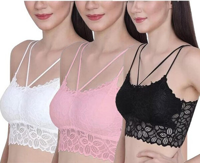 Kamini Women Bralette Lightly Padded Bra(Black, Pink, White)