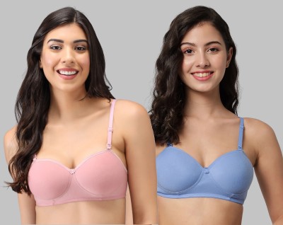 Beach Curve Demi Bra Women Balconette Lightly Padded Bra(Pink, Light Blue)