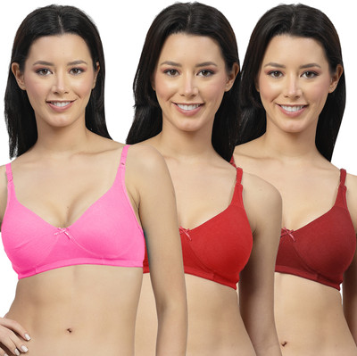 Shyam Sons FLAIR Double Layered 0636 Women T-Shirt Non Padded Bra(Pink, Red, Maroon)