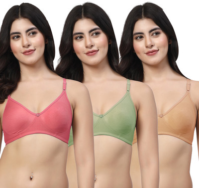 LILY ayir Women T-Shirt Non Padded Bra(Maroon, Green, Gold)