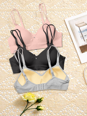 NAGARVEL CREATION 1/309-PNK/BLK/GRY-P03-34 Women Push-up Lightly Padded Bra(Multicolor)