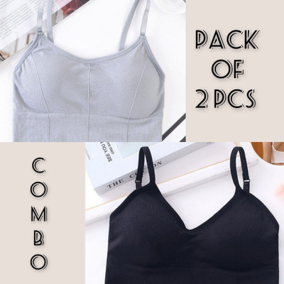 MAHEK CREATIVE Women T-Shirt Lightly Padded Bra(Black, Grey)