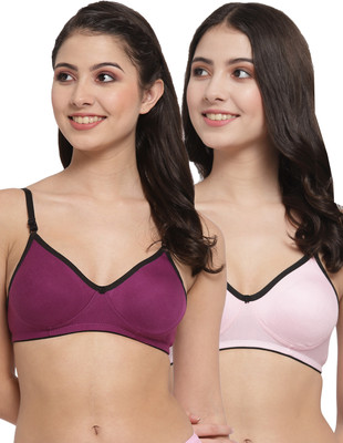 Docare M2Mino Women T-Shirt Non Padded Bra(Purple, Pink)