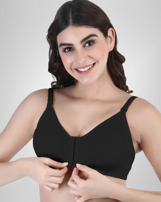 BODYSIZE BODYSIZE Front Open Bra With Twin Adjuster Women Full Coverage Non Padded Bra Women Full Coverage Non Padded Bra(Black)