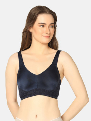 Curvy Love Women Full Coverage Non Padded Wired Bra with Adjustable Straps |Blue Women Minimizer Non Padded Bra(Blue)