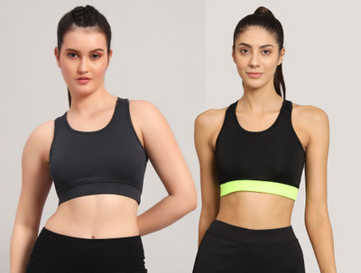 BEING RUNNER Women Sports Non Padded Bra(Grey, Black)