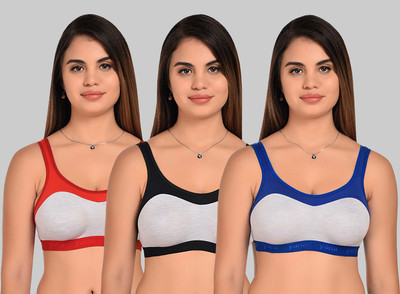 Zivosis Women Sports Non Padded Bra(Black, Red, Blue)