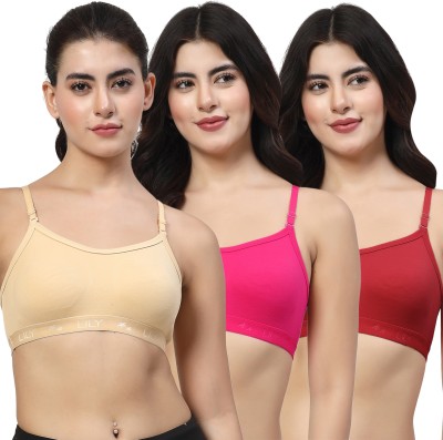 LILY 3321 Women Sports Non Padded Bra(Brown, Pink, Maroon)