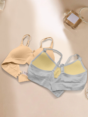 NAGARVEL CREATION I/309-SKN/GRY-P02-30 Women Push-up Lightly Padded Bra(Multicolor)