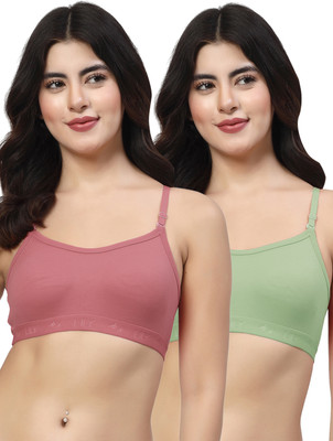 LILY 3321 Women Sports Non Padded Bra(Maroon, Green)