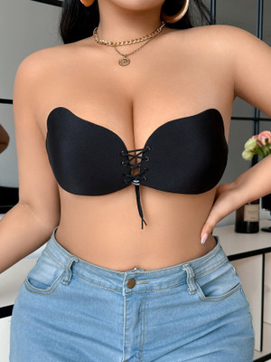 SIZI Stick-On Push-Up Bra for Backless, Strapless & Low-Cut Dresses Women Bralette Lightly Padded Bra(Black)