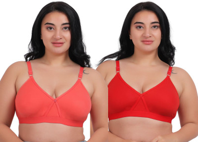 Fabme Plus Size Women Full Coverage Non Padded Bra(Multicolor)