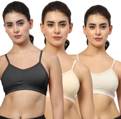 LILY stropSyliaD Women Sports Non Padded Bra(Black, Beige, White)
