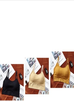 DDH Pack of 3 Means Minimum Order Quantity 3 As Shown in Image Women Cami Bra Lightly Padded Bra(Black, Beige, Yellow)