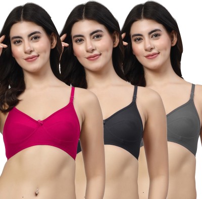 LILY Enimsaj Women Everyday Non Padded Bra(Pink, Black, Grey)