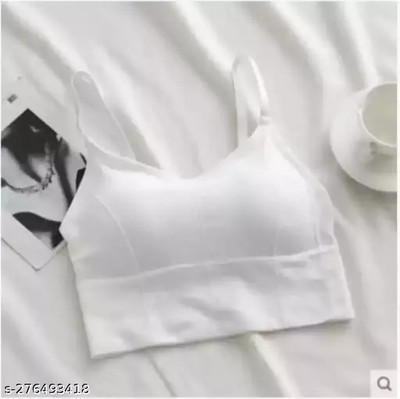 DIKRAH Women Sports Lightly Padded Bra(White)