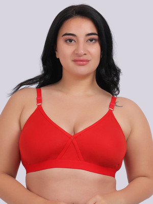 Fabme Plus Size Women Full Coverage Non Padded Bra(Red)