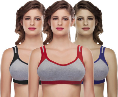 Yana Molded Cups Double layered Sport's Bra Women Sports Non Padded Bra(Black, Blue, Red)