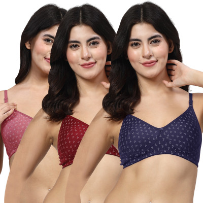 LILY itidaMino Women T-Shirt Non Padded Bra(Dark Blue, Maroon, Purple)
