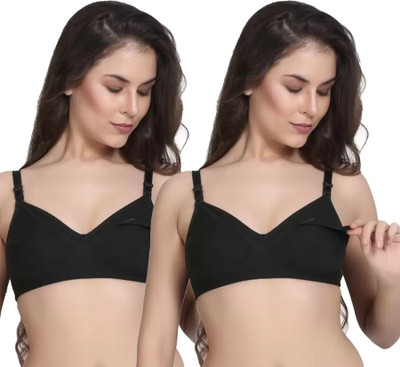 4KAYS all that matters! feeding bra full coverage Women Maternity/Nursing Non Padded Bra(Black)