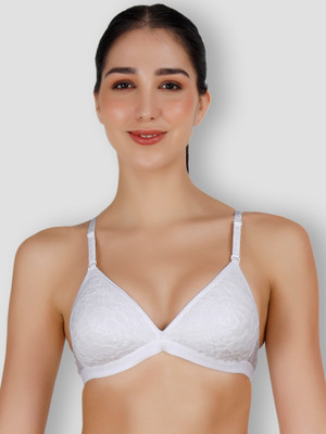 DreamBe DreamBe Women Net Lightly Padded Half Coverage Plunge Bra - DB2291 Women Plunge Lightly Padded Bra(White)