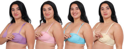Fabme DeepNeck, Plus Size Women Maternity/Nursing Non Padded Bra(Multicolor)