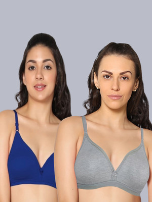 Eden EDEN02ROYALBLUEMGREY Women T-Shirt Non Padded Bra(Dark Blue, Grey)