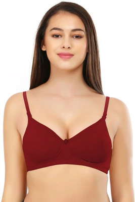 SK-NN Everday T-Shirt Bra Women T-Shirt Lightly Padded Bra(Maroon)