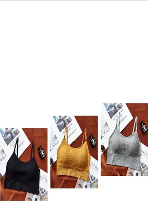 BRANKLY URJA Women Everyday Lightly Padded Bra Women Cami Bra Lightly Padded Bra(Black, Grey, Gold)