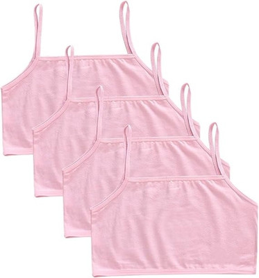 MEEMBOOLI Girls Training/Beginners Non Padded Bra(Pink)
