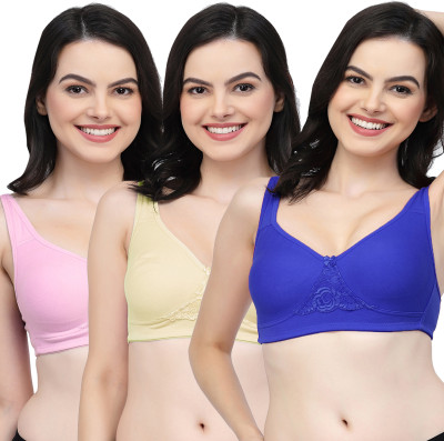 COLLEGE GIRL CG1214 Double Layered Women T-Shirt Non Padded Bra(Dark Blue, Beige, Pink)