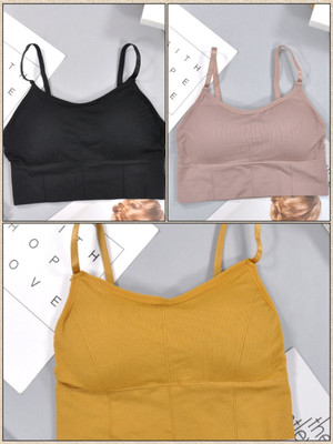 HouseOfCommon Women T-Shirt Lightly Padded Bra(Black, Green, Beige)