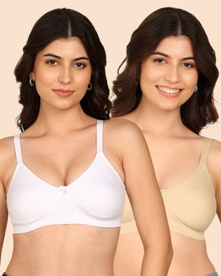 KOMLI Breathable Cotton Full Coverage Non-Padded Bra Women T-Shirt Non Padded Bra(Multicolor)