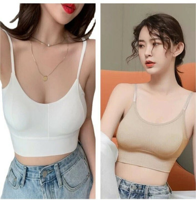 BRANKLY URJA Women Cami Bra Lightly Padded Bra Women Cami Bra Lightly Padded Bra(White, Beige)