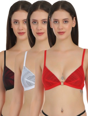 Selfcare Womens Fancy Half Coverage Tshirt Bra Women T-Shirt Lightly Padded Bra(Red, Black, White)