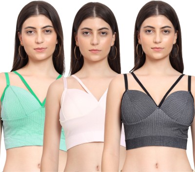 PARKHA Everyday Bralette Women Bralette Lightly Padded Bra(Black, Pink, Green)