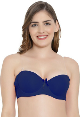 Penance For You Transparent Strap Backless Pushup Bra Women Push-up Heavily Padded Bra(Blue)