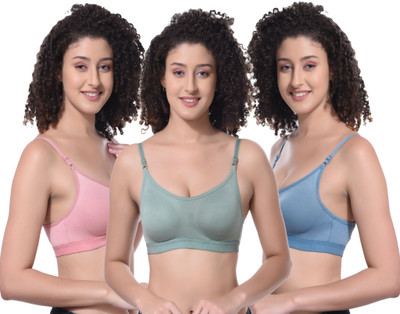CURVZEX Women Sports Non Padded Bra(Dark Blue, Dark Green, Pink)